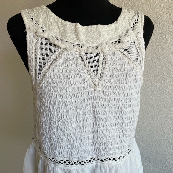 Anthropologie • Off White Meadow Rue Sleeveless Ruched T-Shirt Top Blouse - Picture 7 of 13